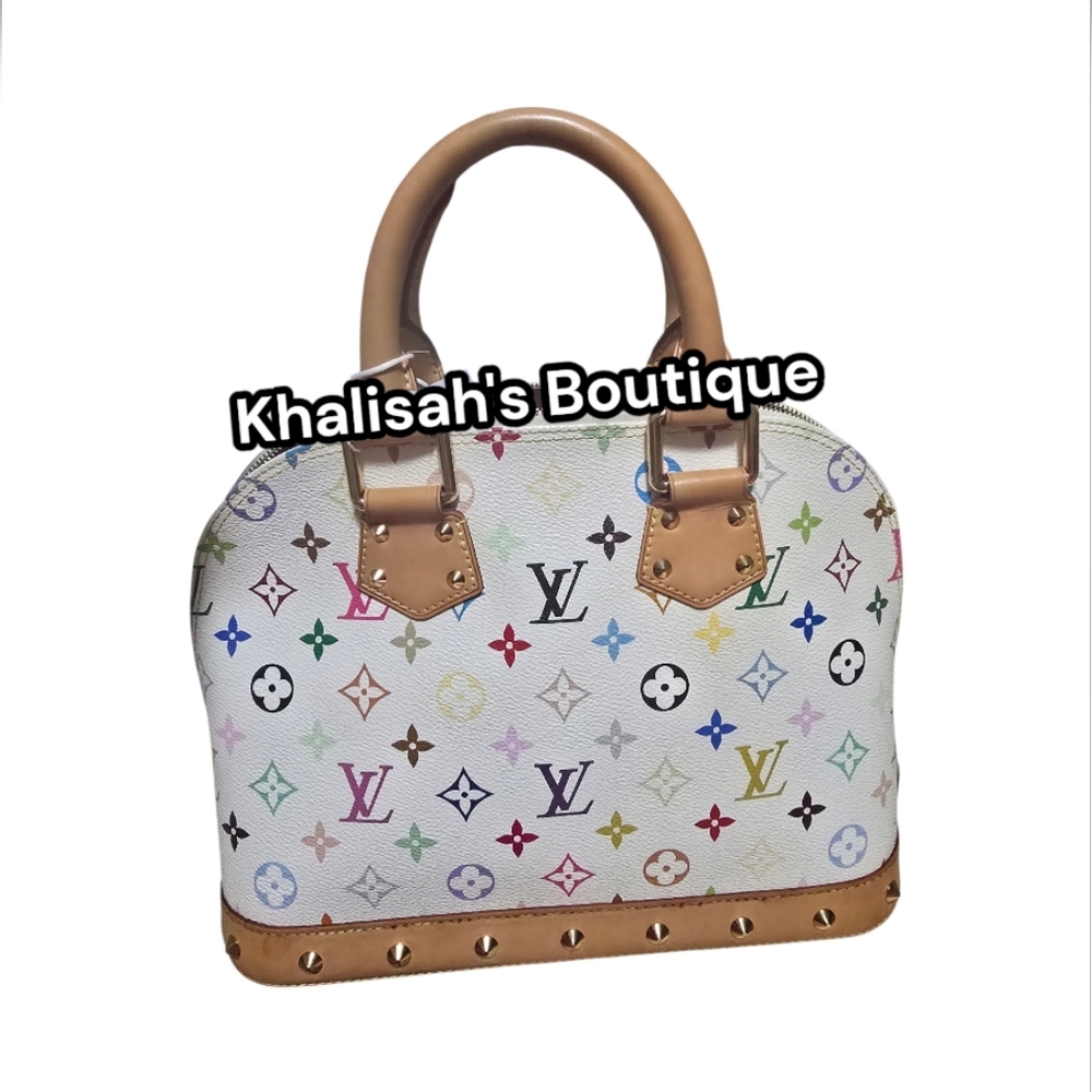 Rare!! LV x TM Louis Vuitton x Murakami Multicolor Monogram Alma PM WHITE CANVAS - Picture 8 of 16